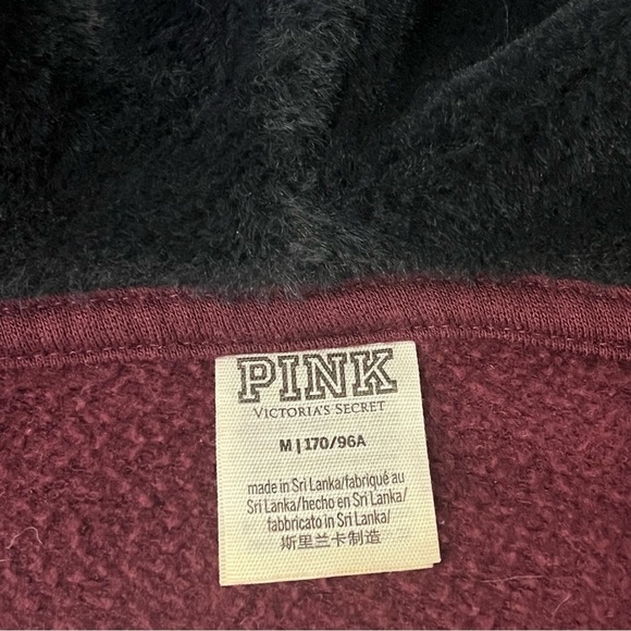 Sequinned Pink Victoria’s Secret full zip jacket, faux fur lined hood, graphic M - Picture 5 of 16